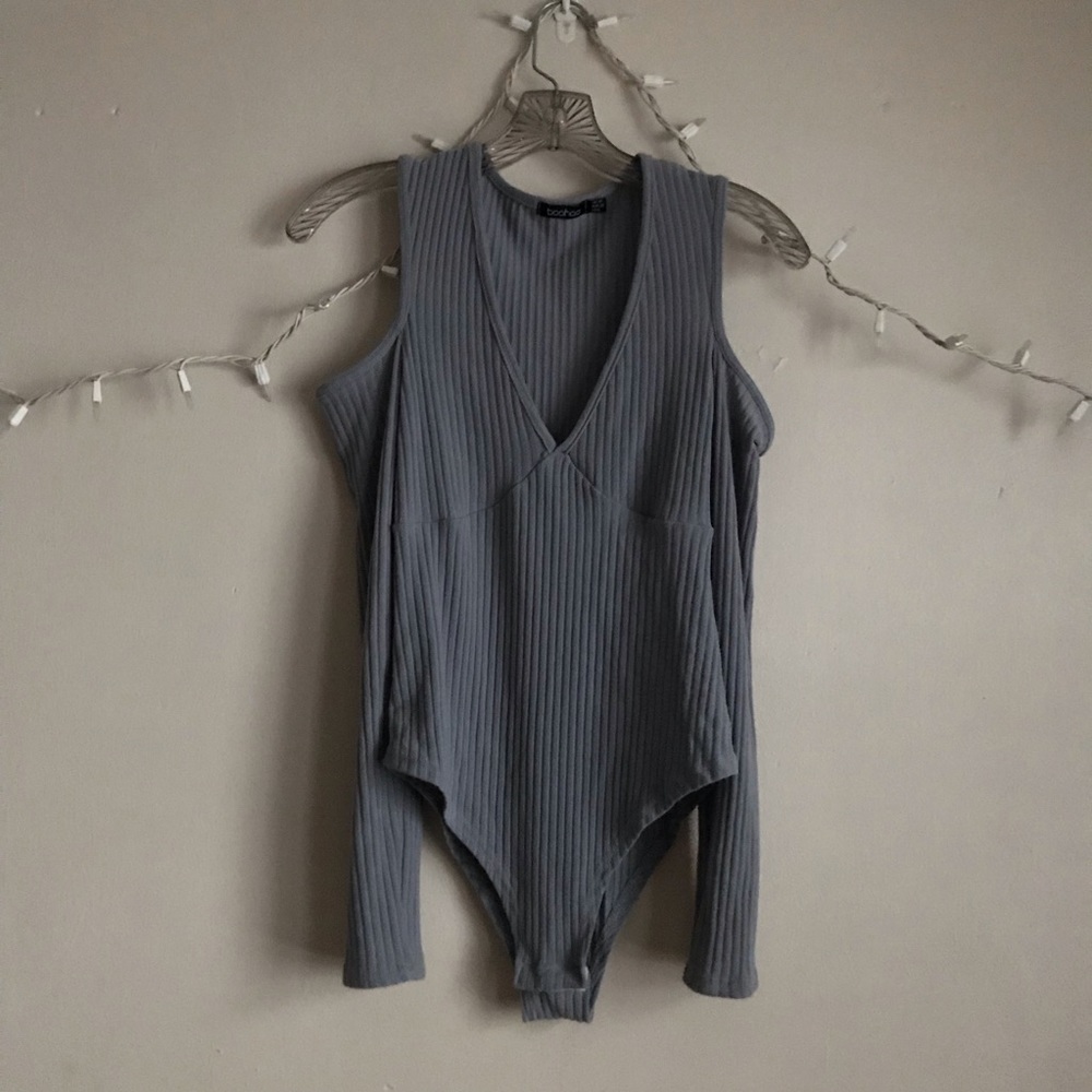Gray Ripped Bodysuit